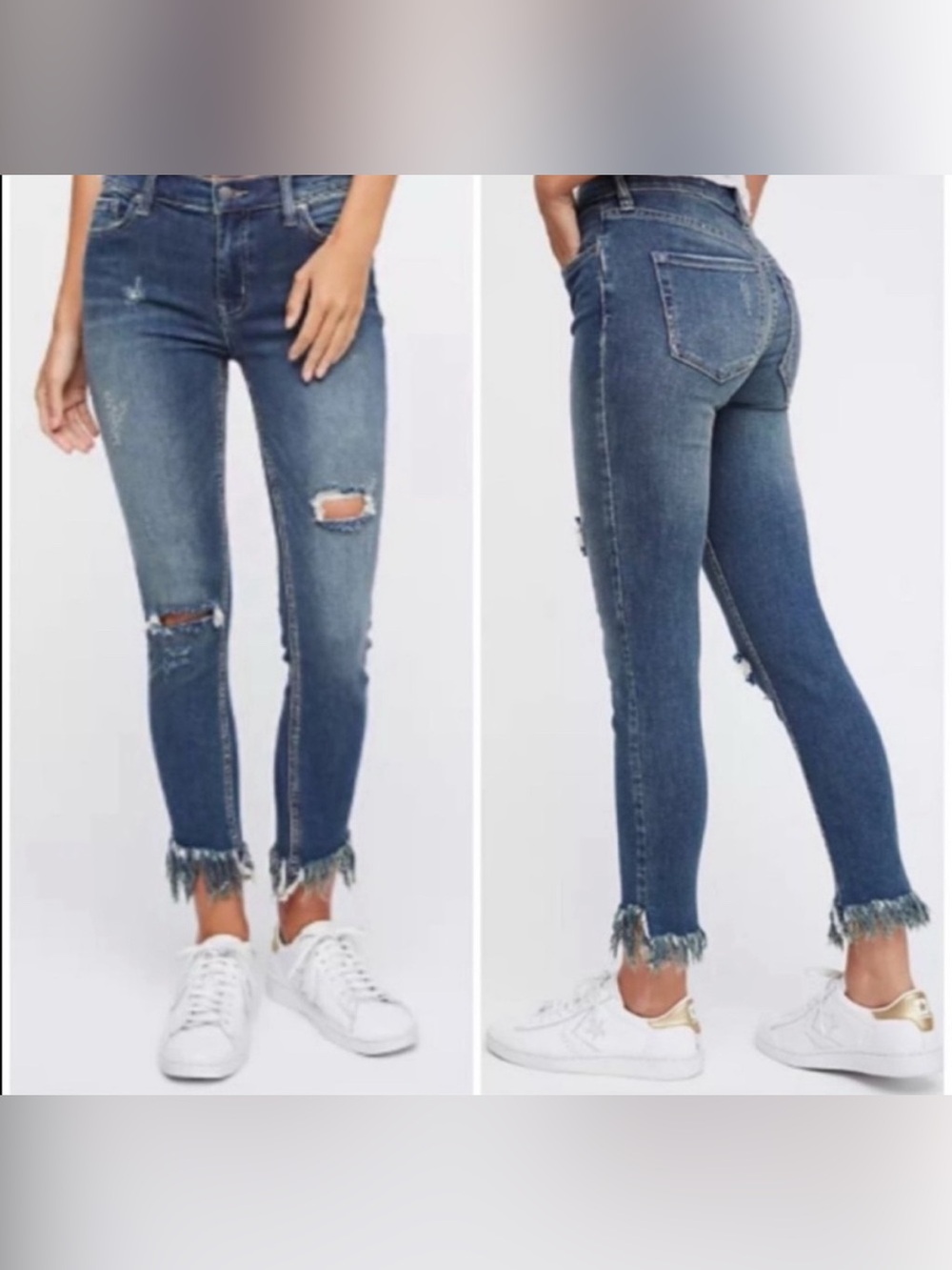 Free People High Rise Raw Hem Skinny Jeans 30